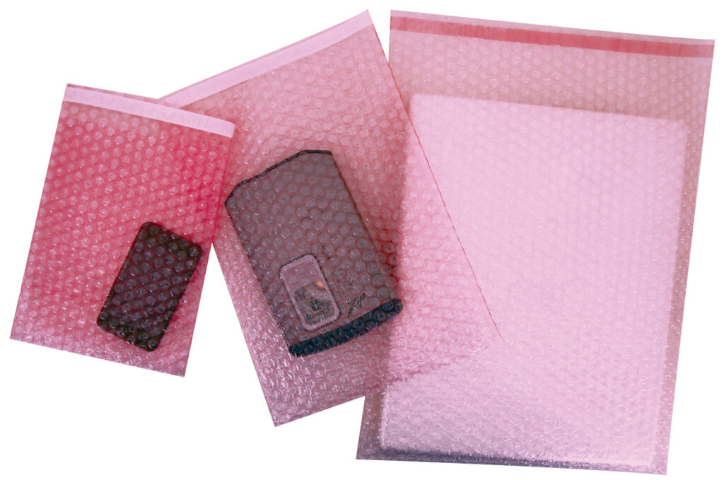 anti static bubble bags pink in color