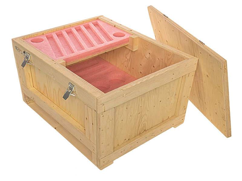 die cut foam insert wooden crate