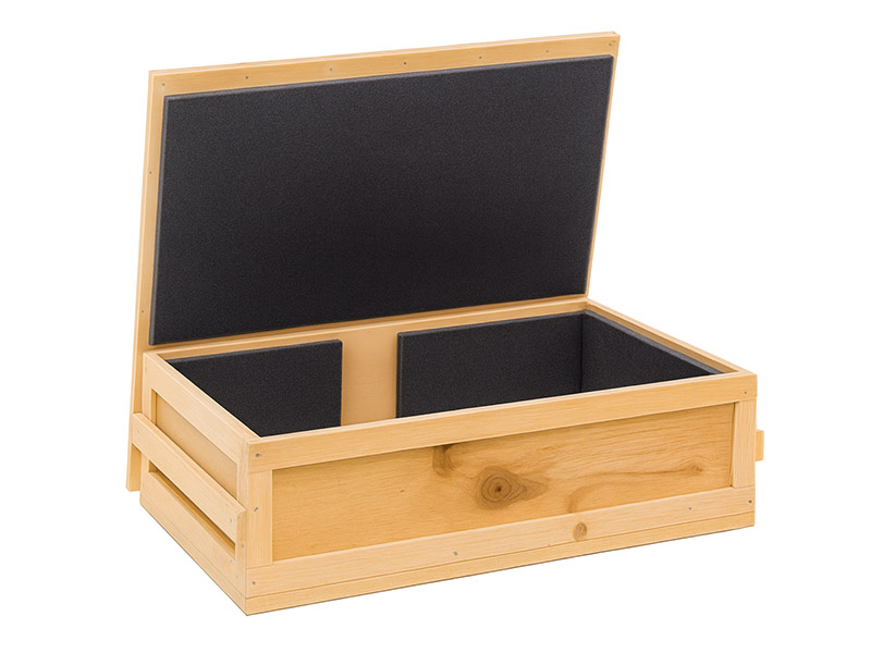 foam lined wooden crate