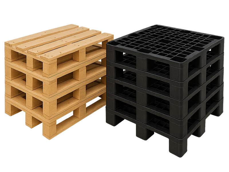 wooden and plastic pallets
