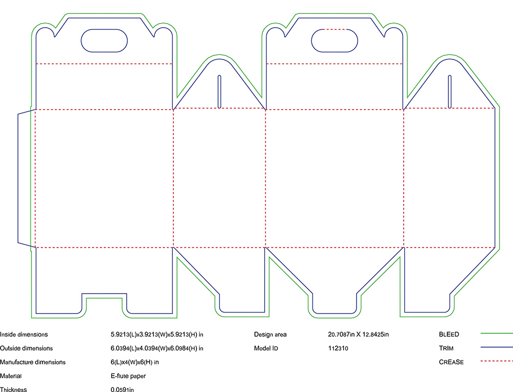 Double Wall Gable Box Packaging Design Template Diagram