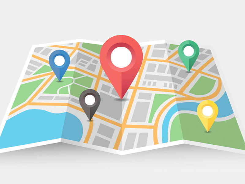 multiple location pins on a map