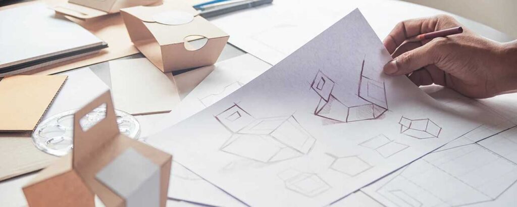 custom packaging drawings on white paper