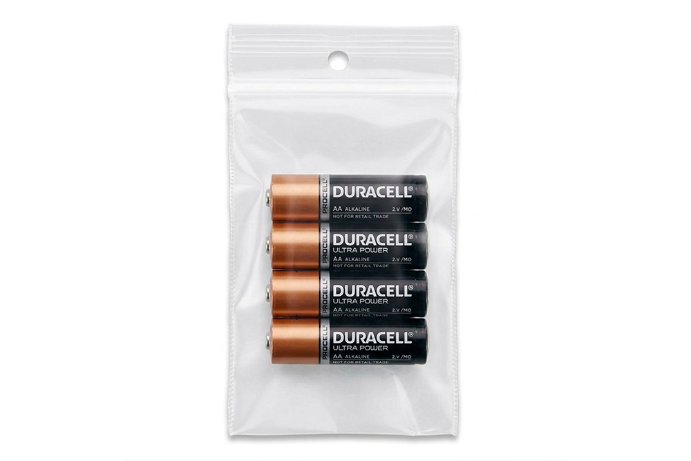 batteries inside a poly bag