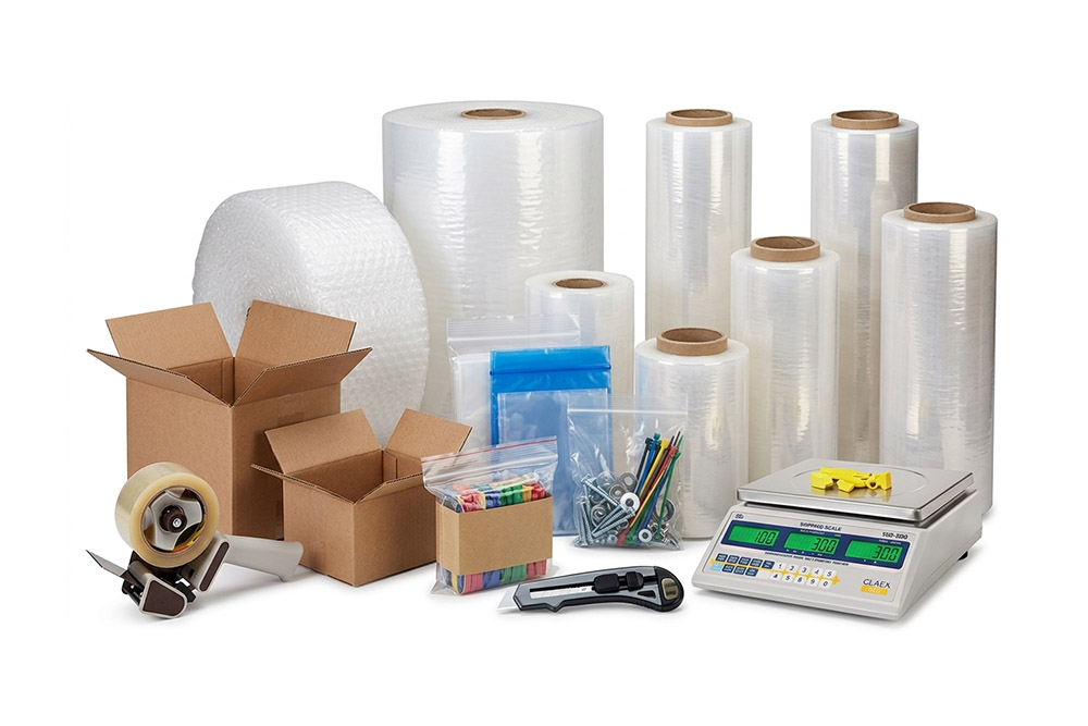 various stock packaging supplies