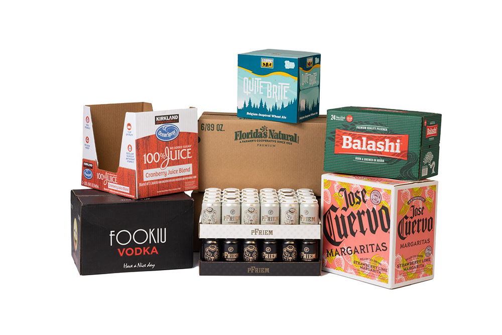 corrugated boxes from various brands
