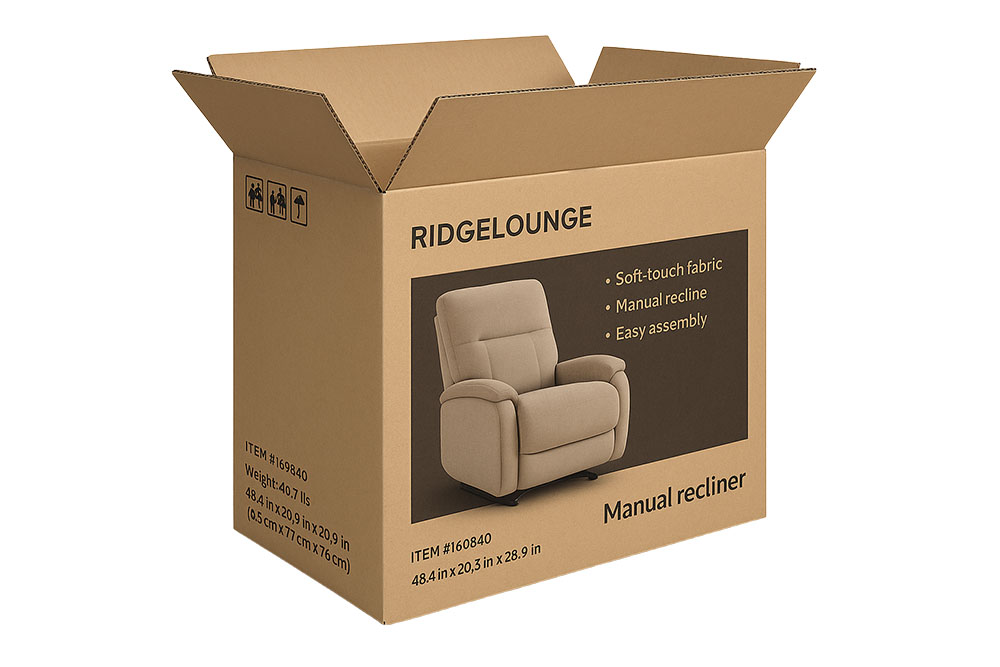 cardboard box for a reclining chair