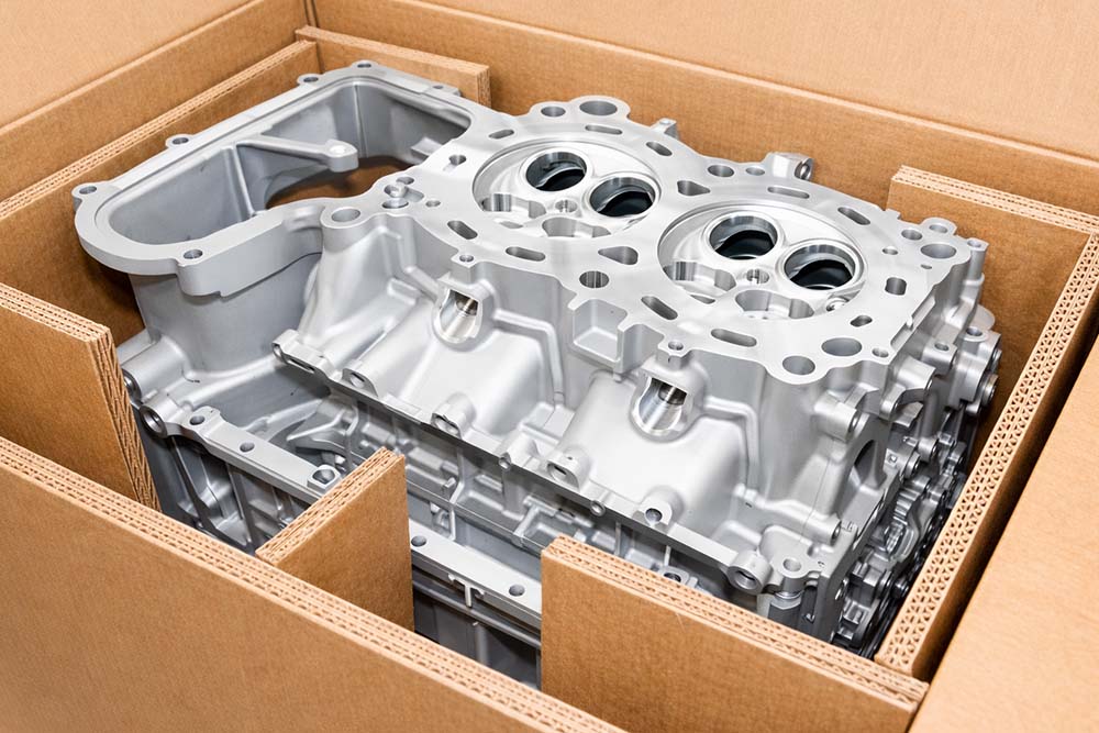 engine in heavy duty corrugated box