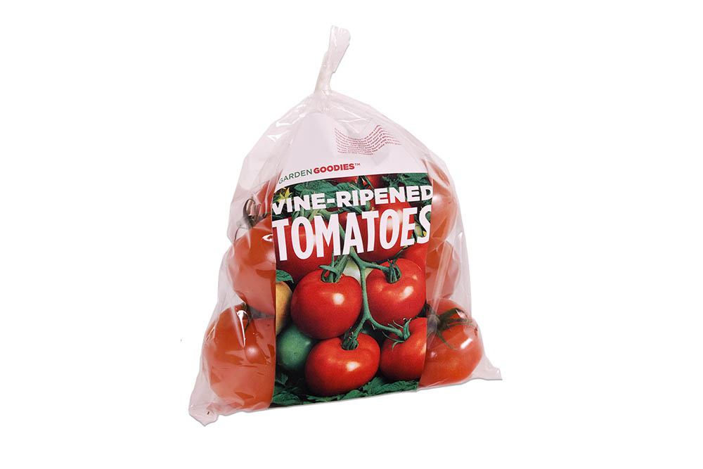 printed and speciality produce bag with tomatoes inside