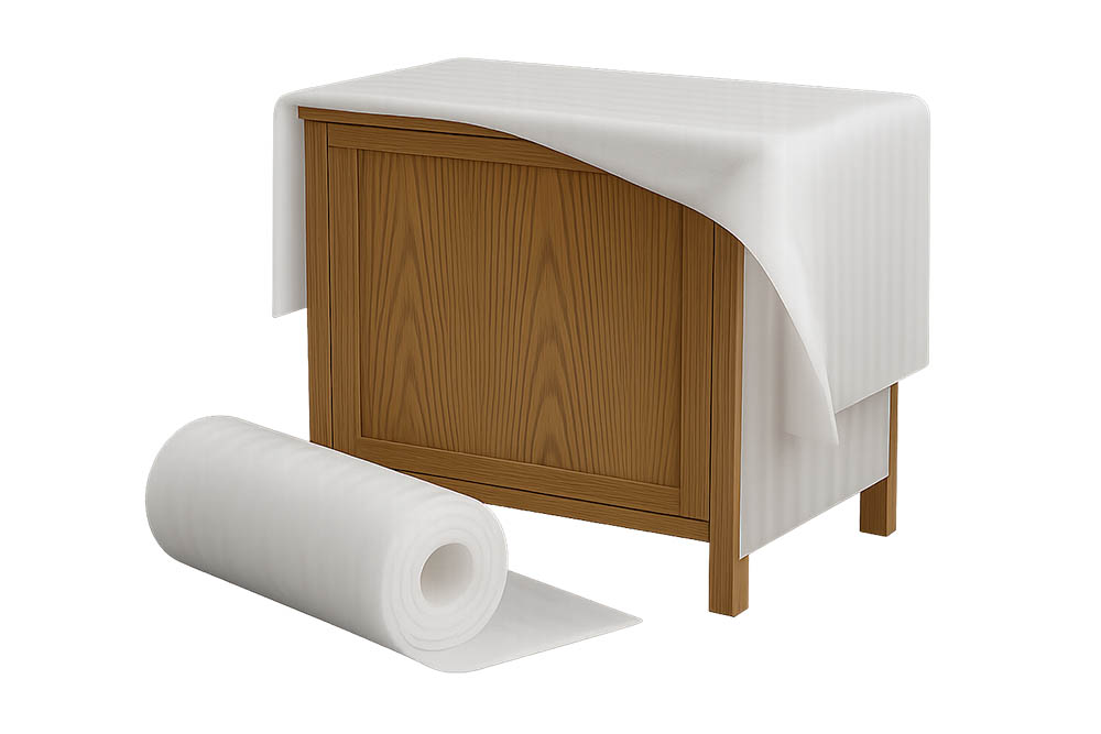 table stand with foam protection on top and next to table