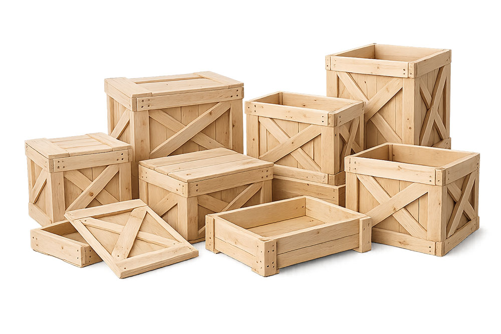 wooden crates for flooring materials and supplies